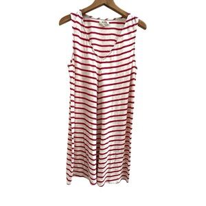 Madewell Red and Cream Striped Tank V-neck Dress Size‎ L